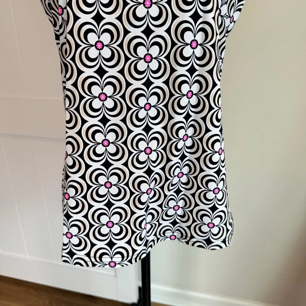 Anthony's Resort Wear Womens Medium Sleeveless Ruffle Neck Floral Geometric Top